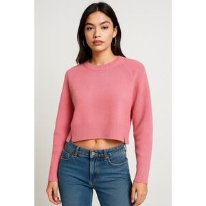 River Island Pink Cropped Boxy Knit Sweater Size 10 Y2K